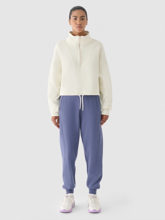 Bluza dresowa nierozpinana damska 4F x Anna Lewandowska 4FALSAW24TSWSF1743 - kremowa