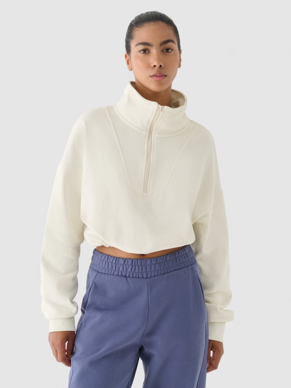 Bluza dresowa nierozpinana damska 4F x Anna Lewandowska 4FALSAW24TSWSF1743 - kremowa