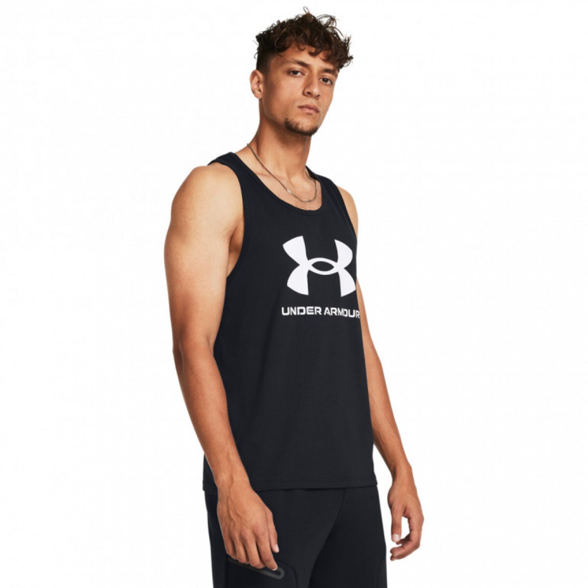 Męski top z nadrukiem Under Armour UA Sportstyle  Logo Tank - czarny