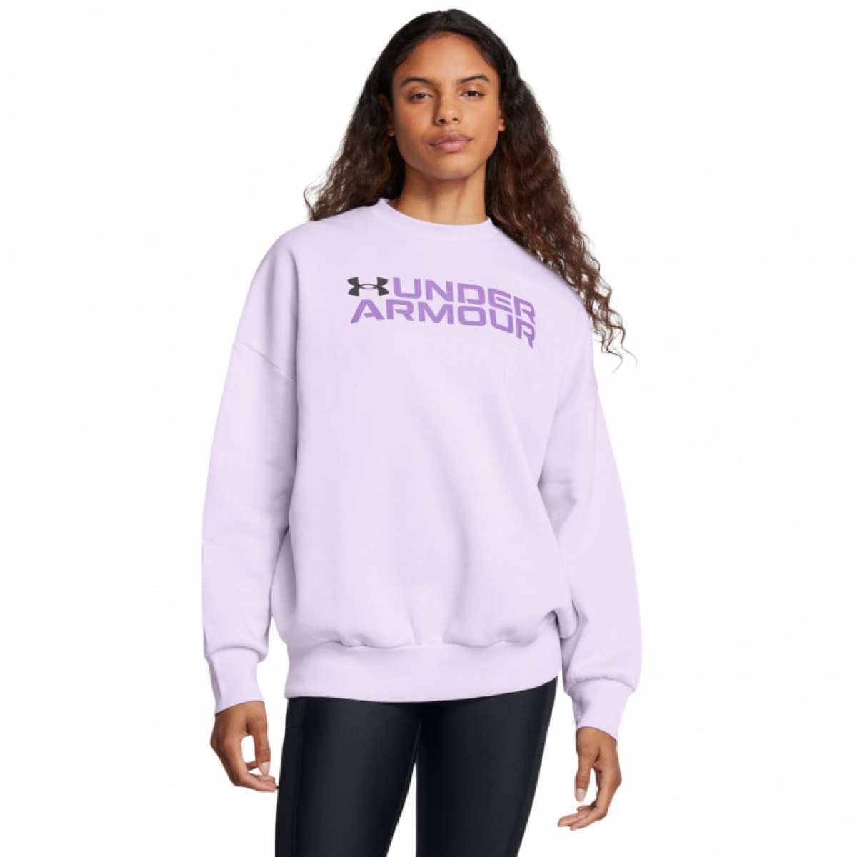 Damska bluza dresowa Under Armour Rival Fleece Wordmarkos Crew - fioletowa
