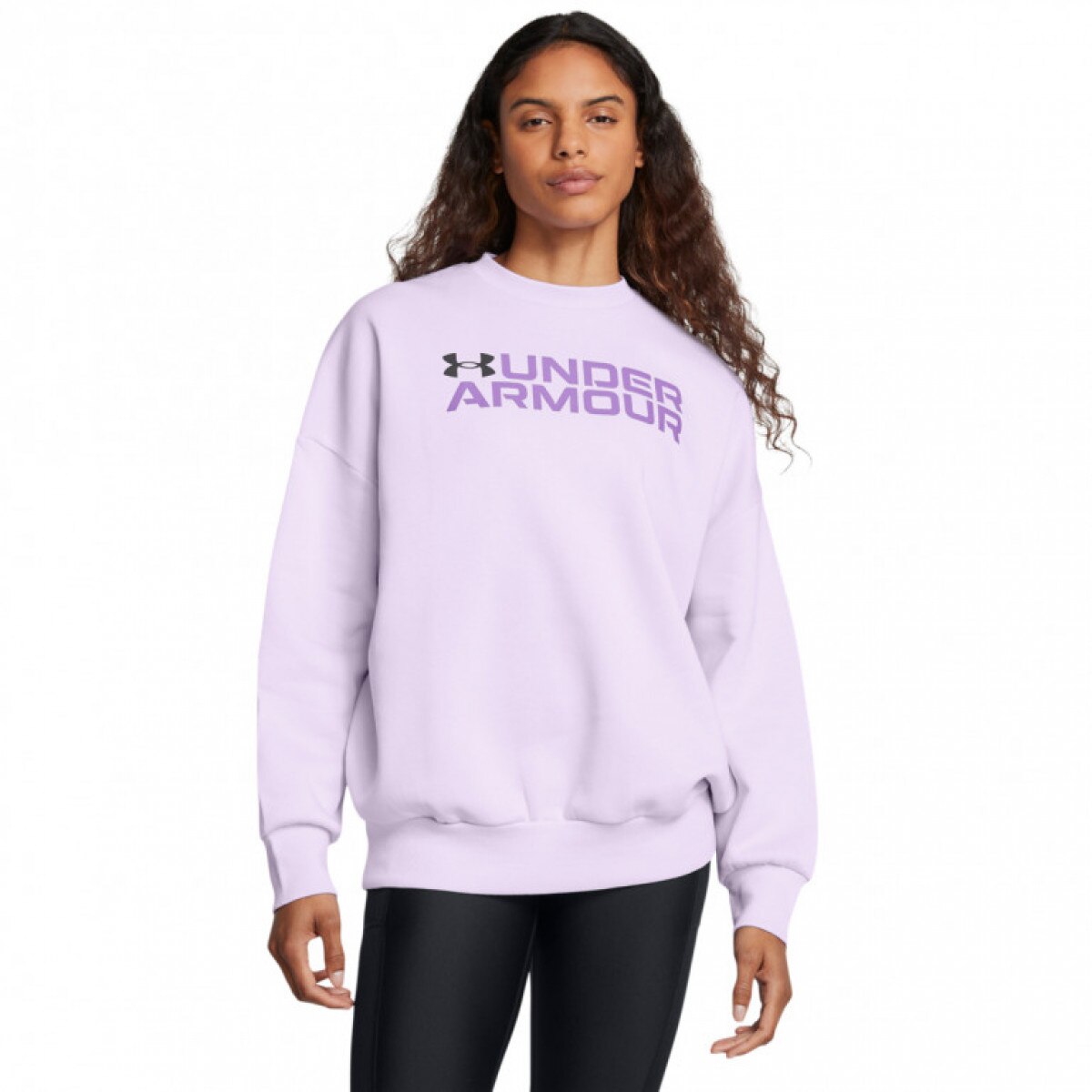 Damska bluza dresowa Under Armour Rival Fleece Wordmarkos Crew - fioletowa