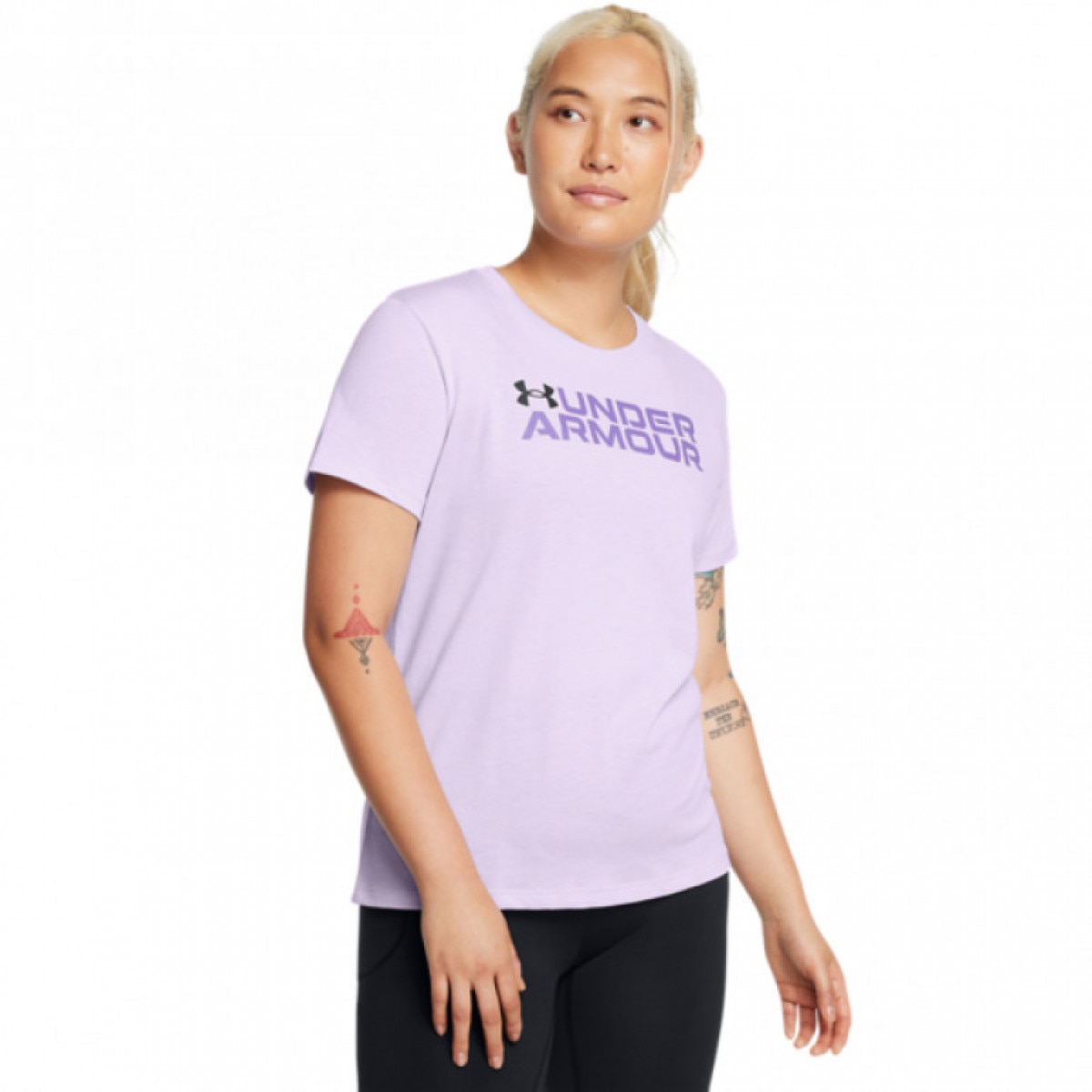 Damski t-shirt z nadrukiem Under Armour UA Big Logo Pack Short Sleeve - fioletowy