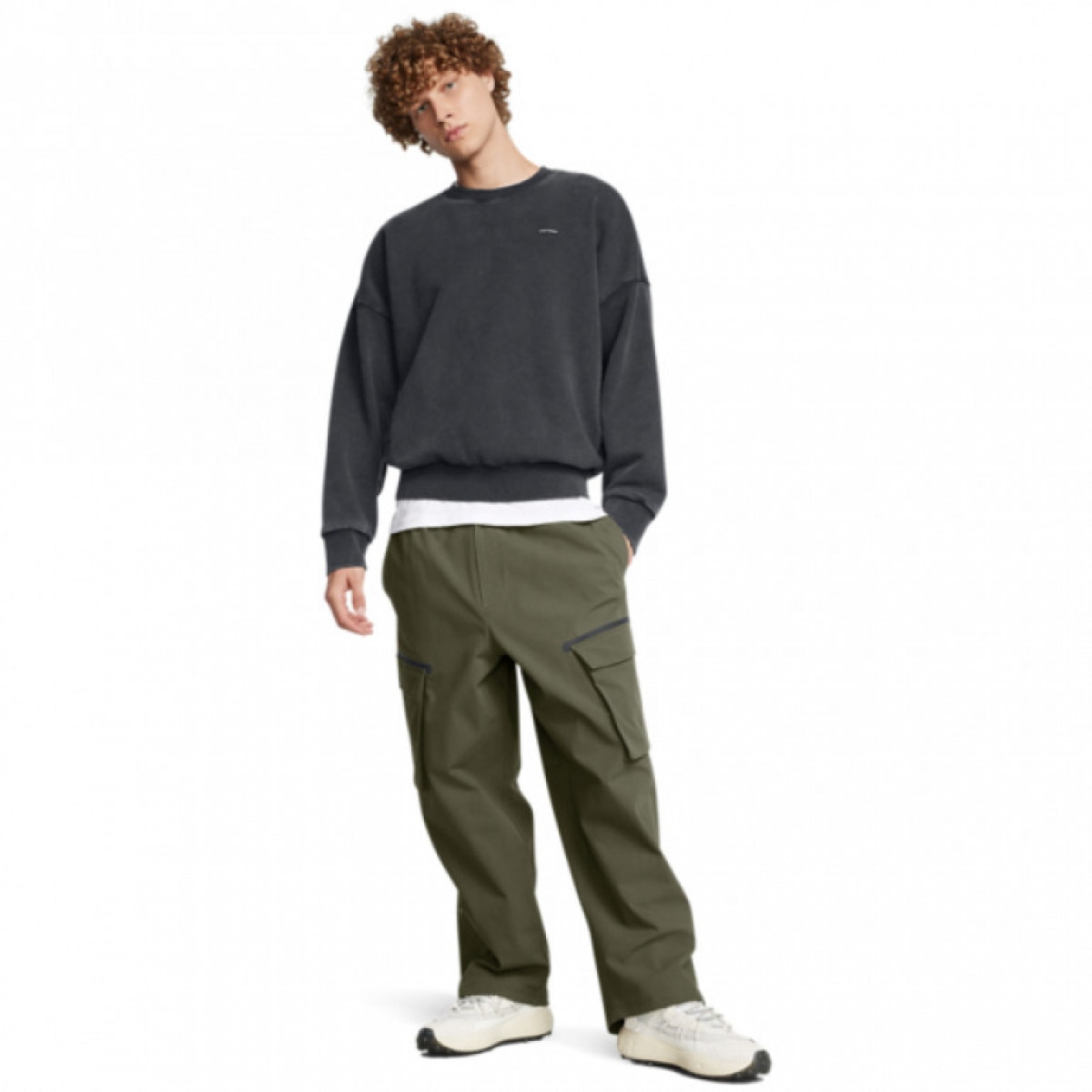 Męska bluza dresowa nierozpinana bez kaptura Under Armour UA Icon Hwt Flc Wash Os Crew - szara