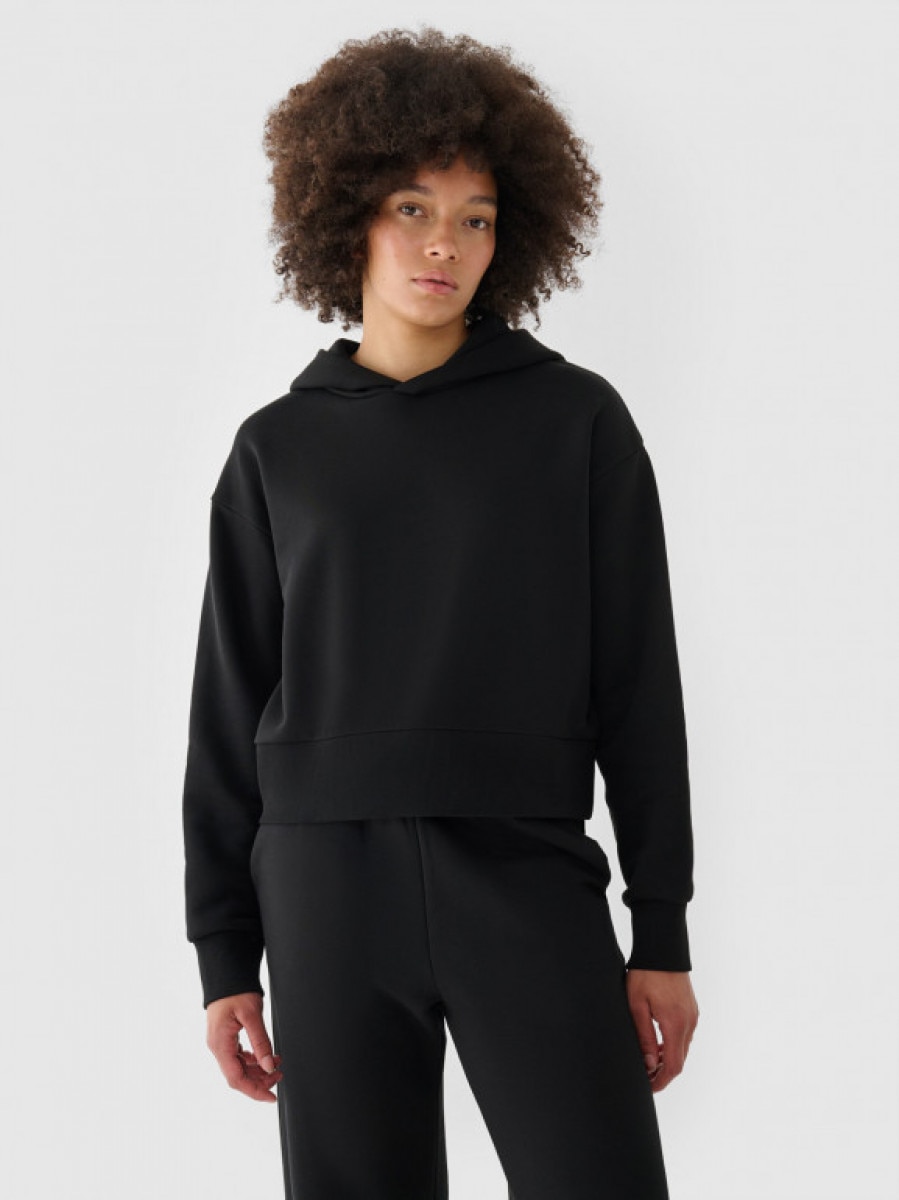 Damska bluza dresowa nierozpinana z kapturem Outhorn OTHWAW24TSWSF1684 - czarna