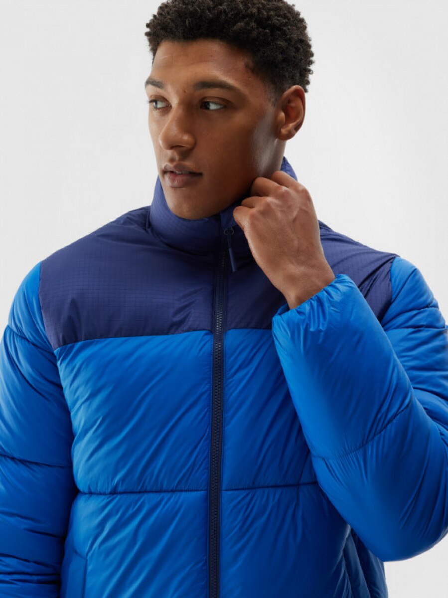 Męska kurtka puchowa pikowana 4F 4FWAW24TDJAM485 - niebieska