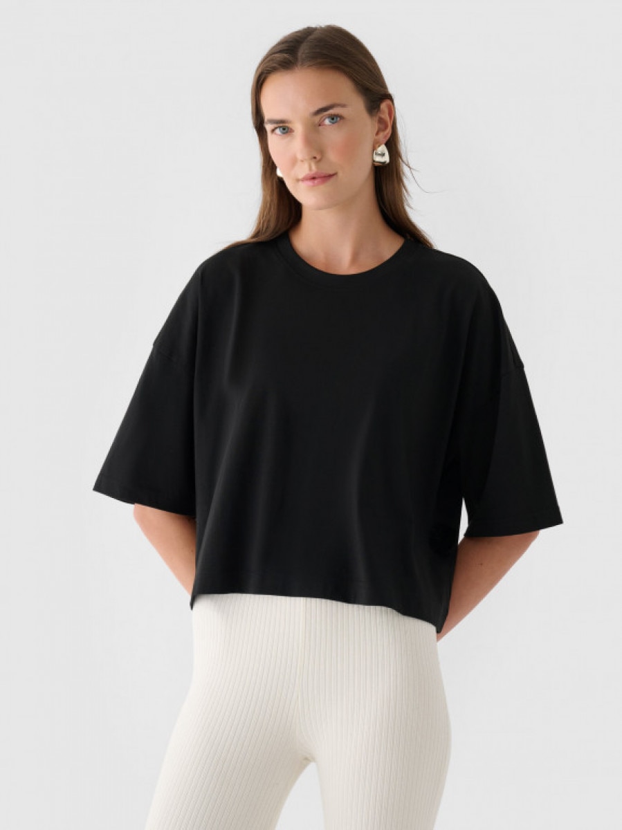 Damski t-shirt basic Outhorn OTHWAW24TTSHF1754 - czarny