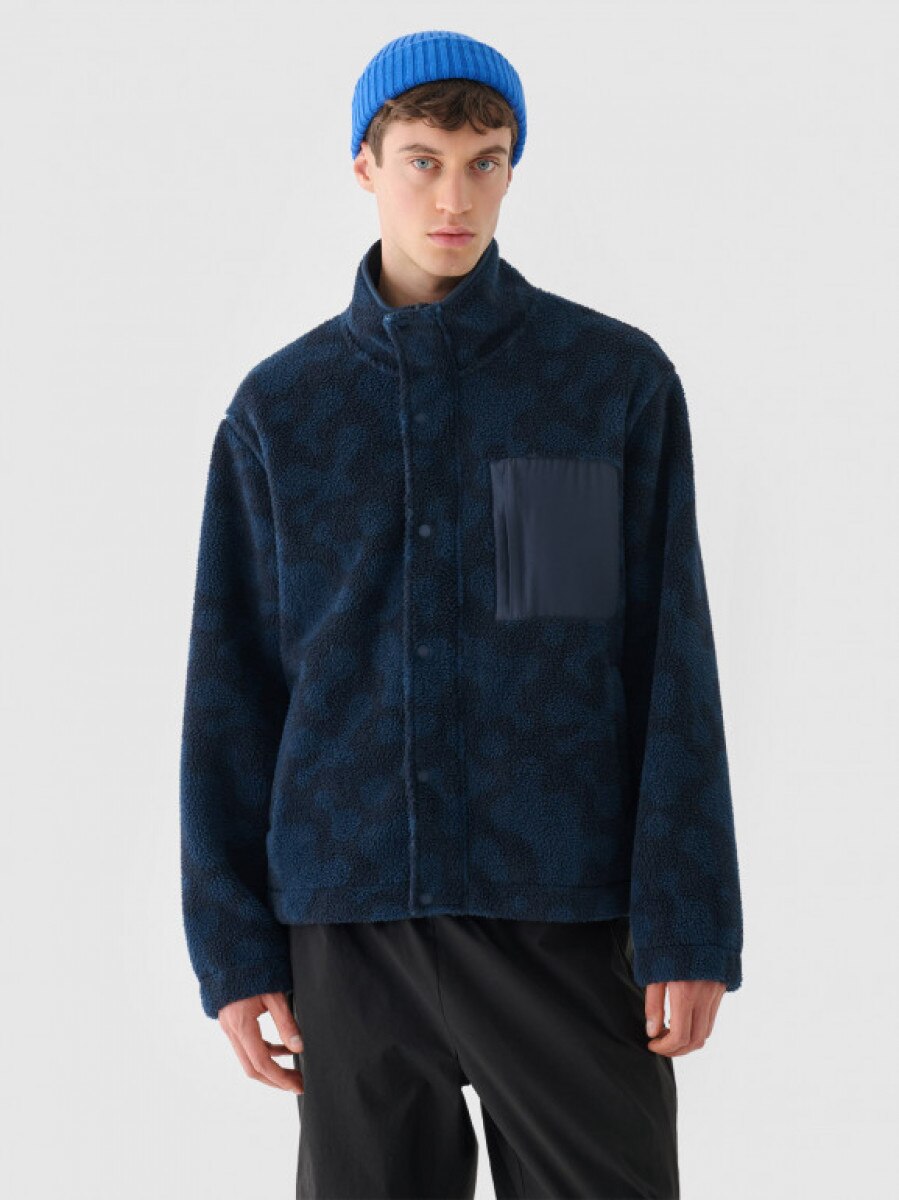 Męski polar sherpa Outhorn OTHWAW24TJACM233 - granatowy