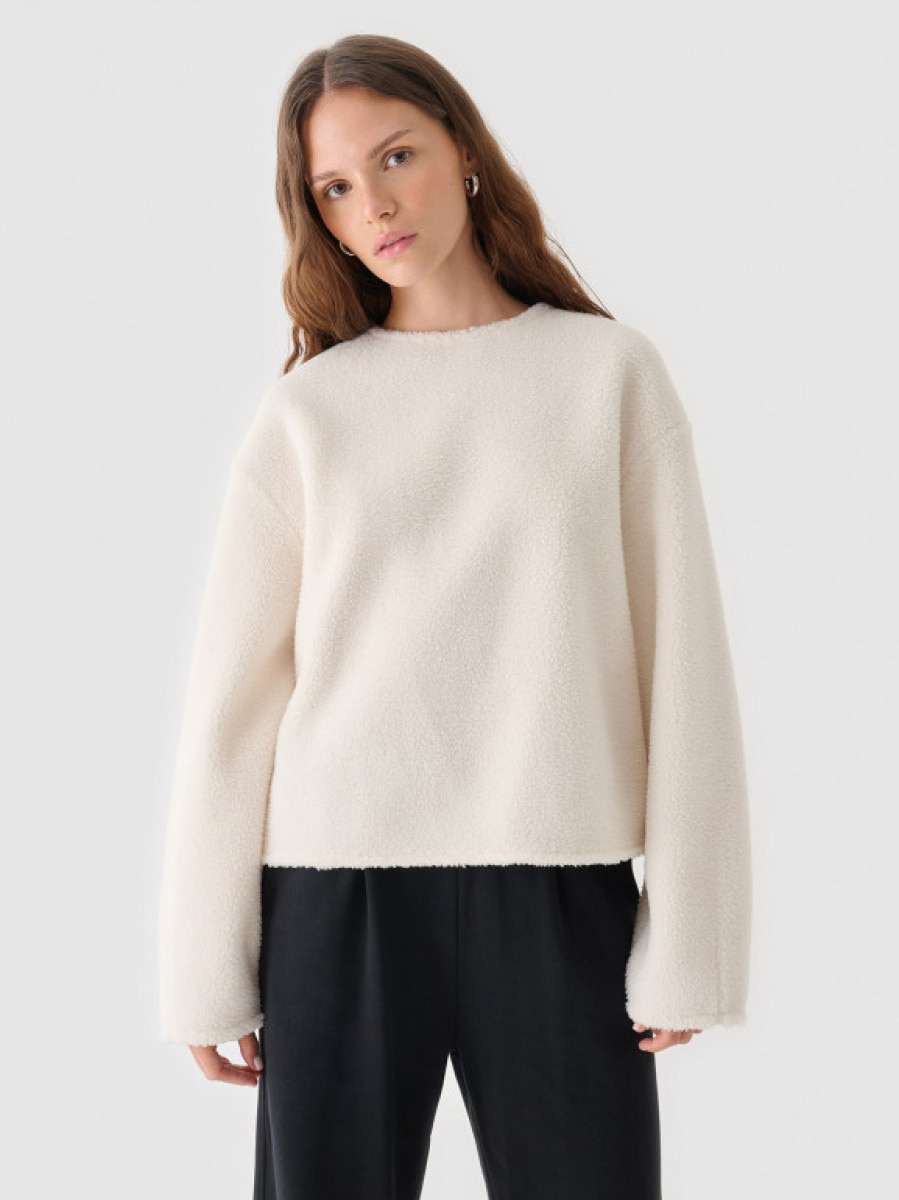 Damski polar sherpa nierozpinany Outhorn OTHWAW24TSWSF1882 - biały