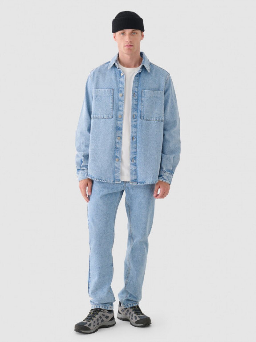 Męskie jeansy straight Outhorn OTHWAW24TJNSM006 - niebieskie