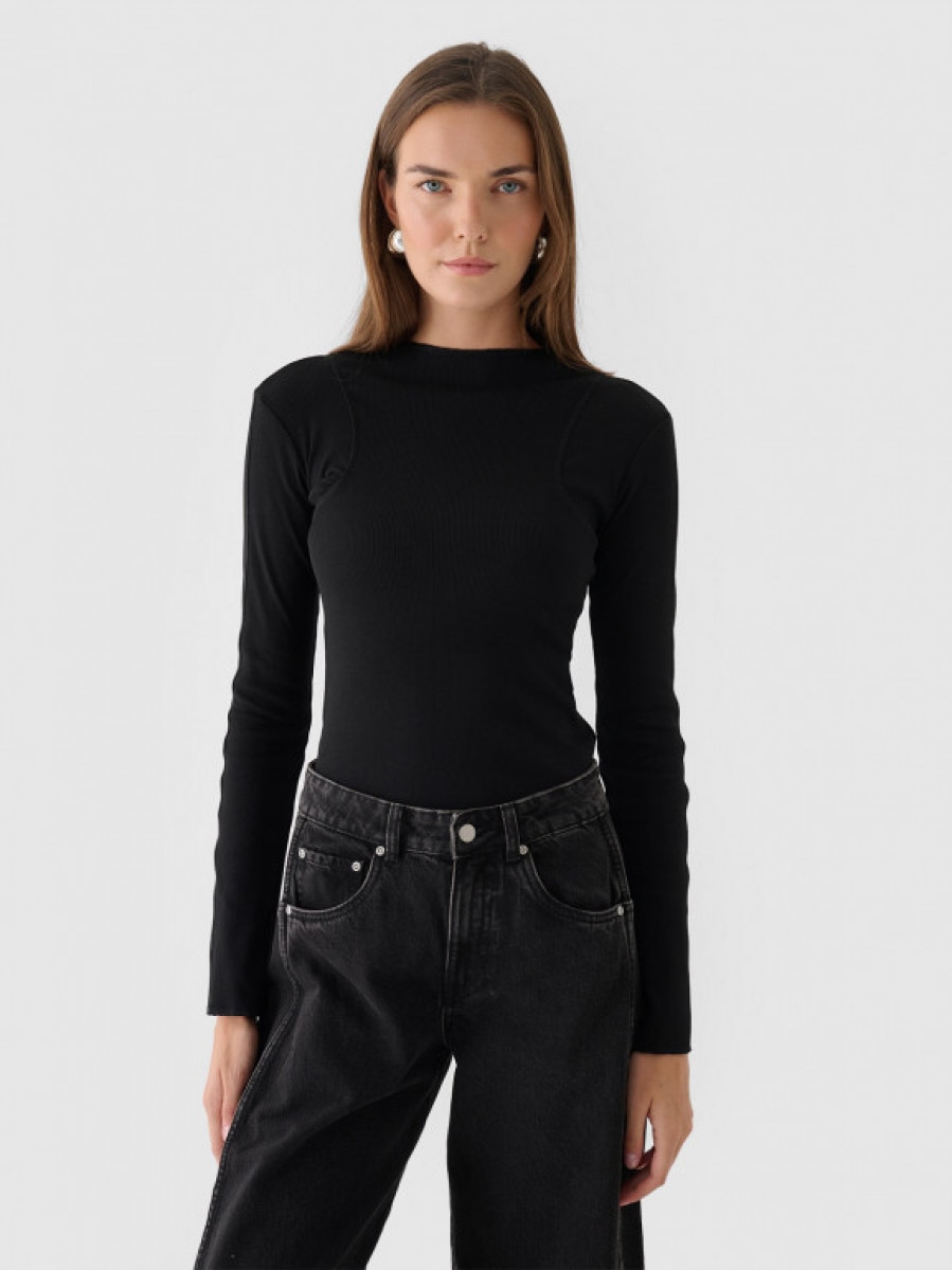 Damski longsleeve basic Outhorn OTHWAW24TLONF345 - czarny