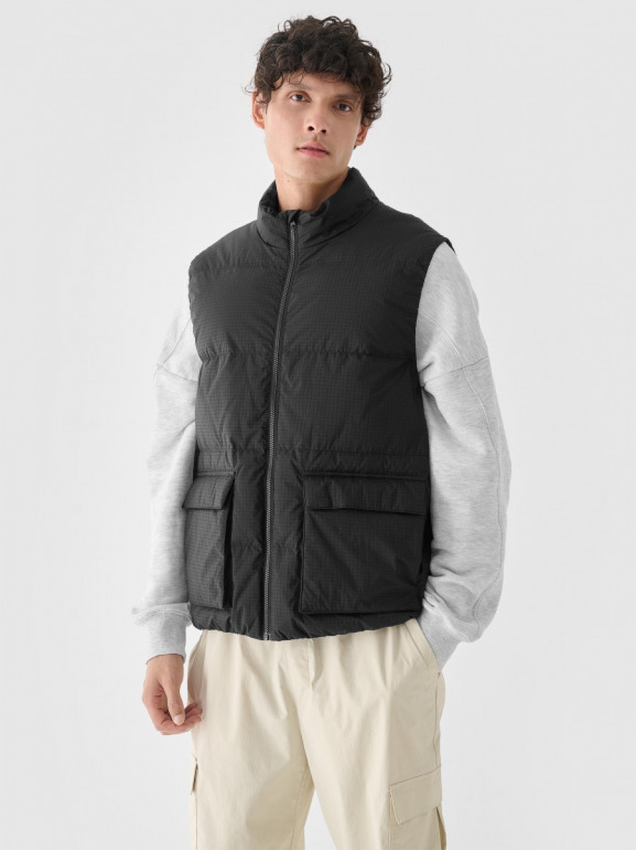 Męska kamizelka z puchem naturalnym Outhorn OTHWAW24TVESM161 - czarna