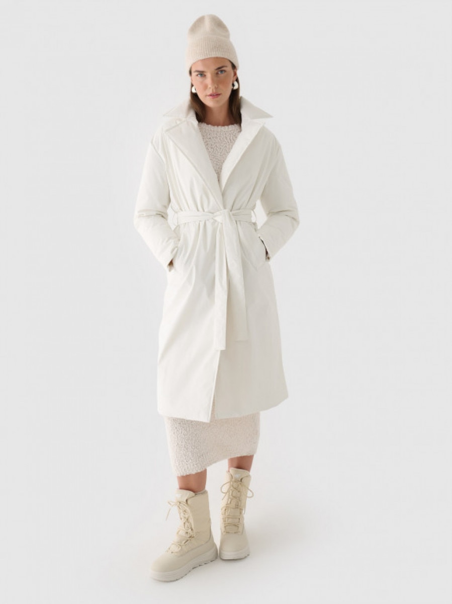 Damski płaszcz z puchem naturalnym Outhorn OTHWAW24TDJAF644 - zielony