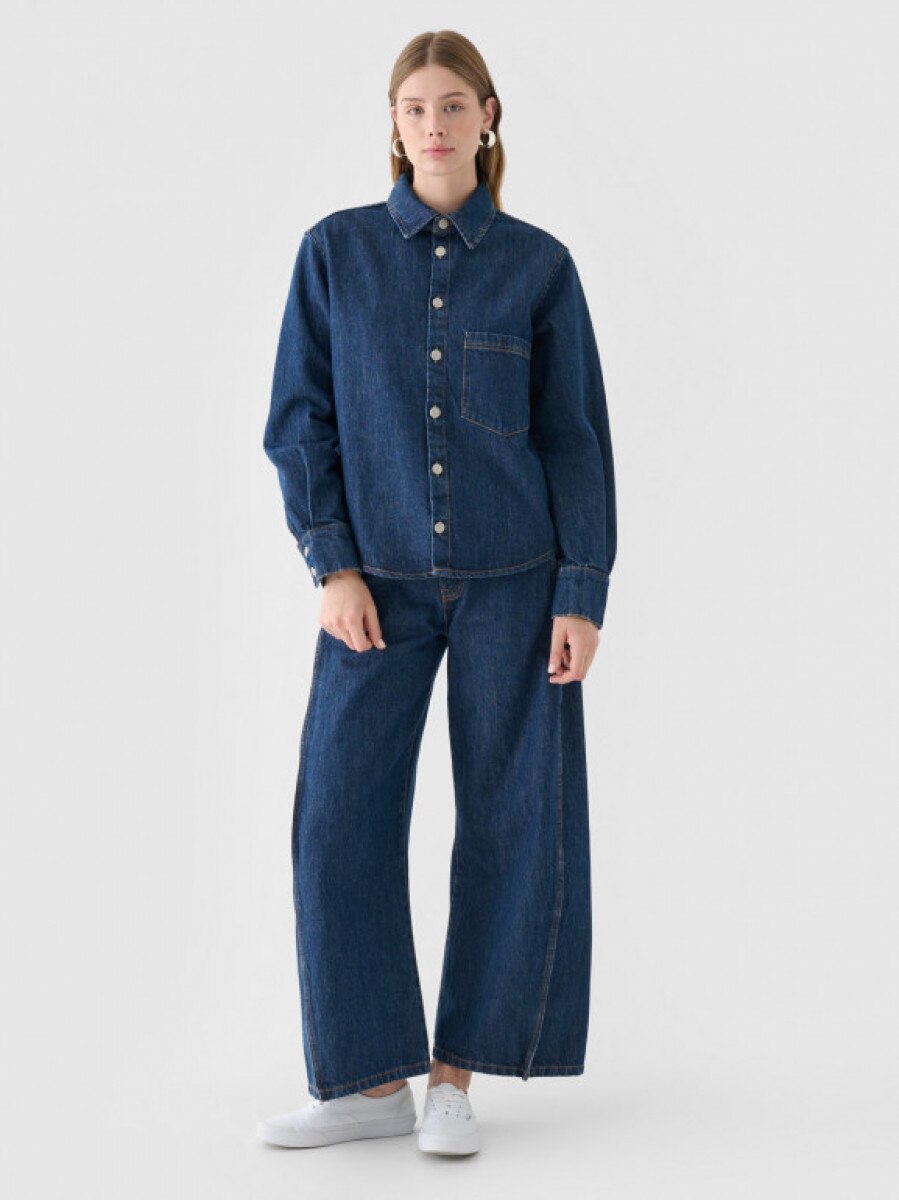 Damskie jeansy barrell  Outhorn OTHWAW24TJNSF013 - granatowe