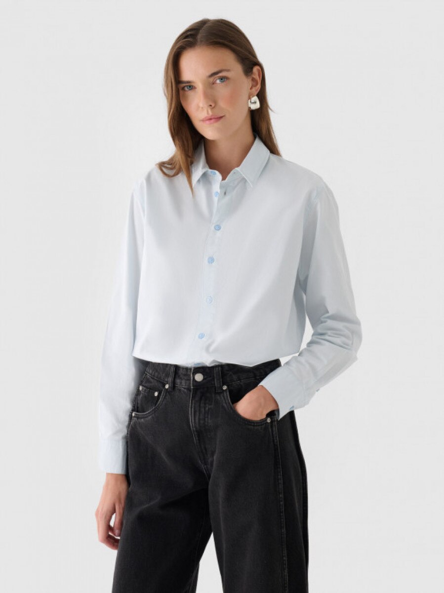 Damska koszula bawełniana Outhorn OTHWAW24TSHIF085 - niebieska