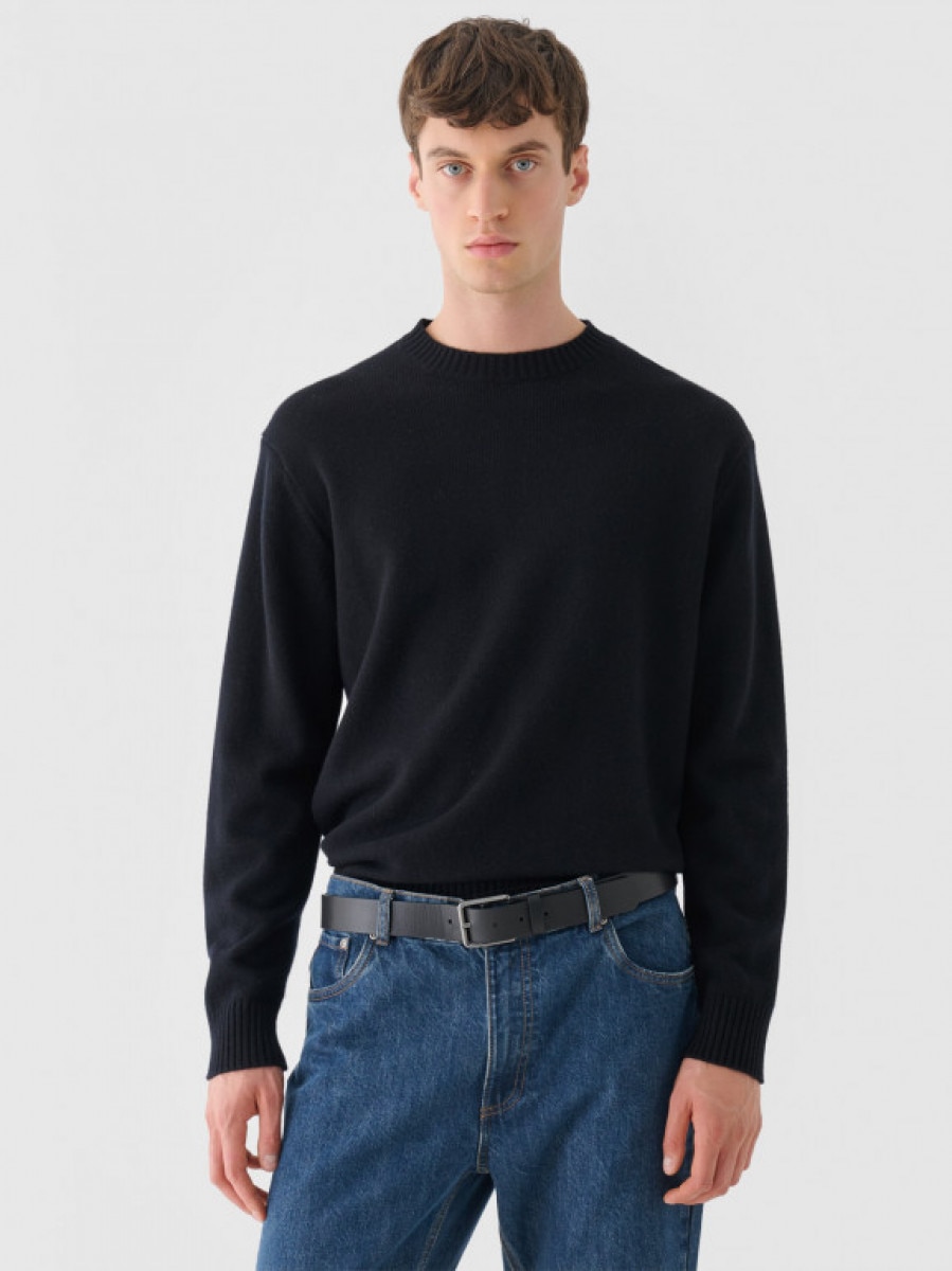 Męski sweter wełniany Outhorn OTHWAW24TSWEM127- czarny