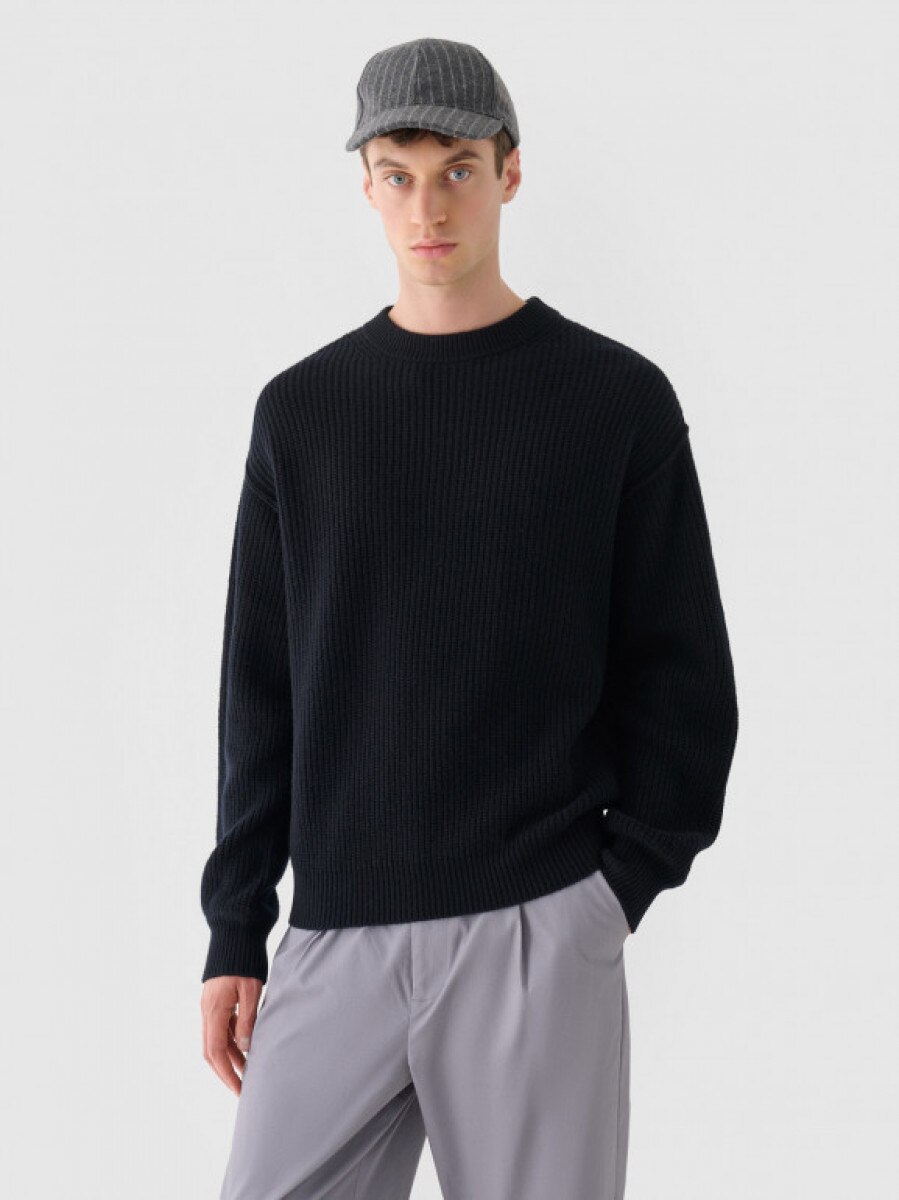 Męski sweter wełniany Outhorn OTHWAW24TSWEM100 - czarny