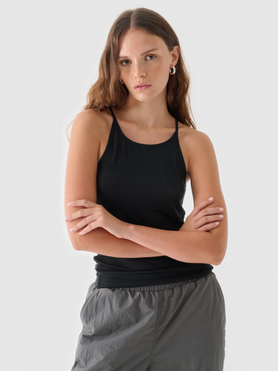 Damski top basic Outhorn OTHWAW24TSLEF189 - czarny