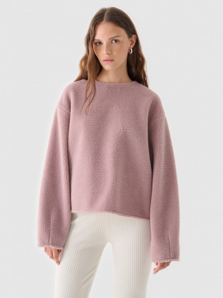 Damski polar sherpa nierozpinany Outhorn OTHWAW24TSWSF1882 - różowy