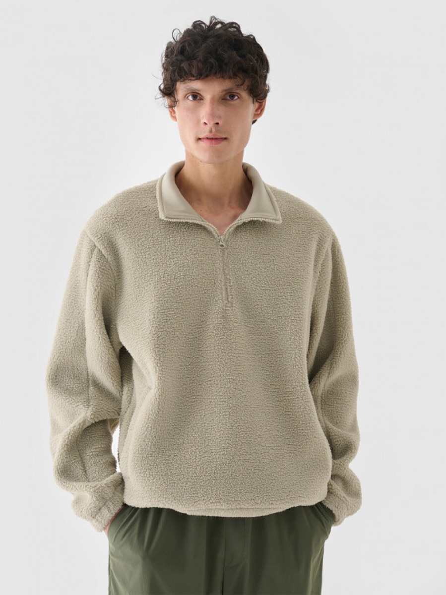 Męski polar sherpa nierozpinany bez kaptura Outhorn OTHWAW24TSWSM1914 - szary