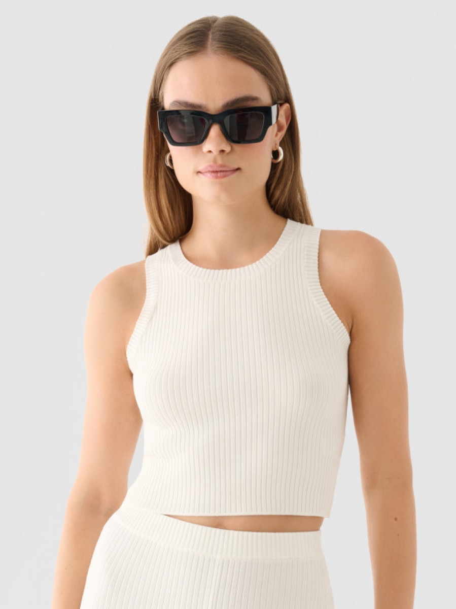 Damski top dzianinowy Outhorn OTHWAW24TSLEF103  - beżowy