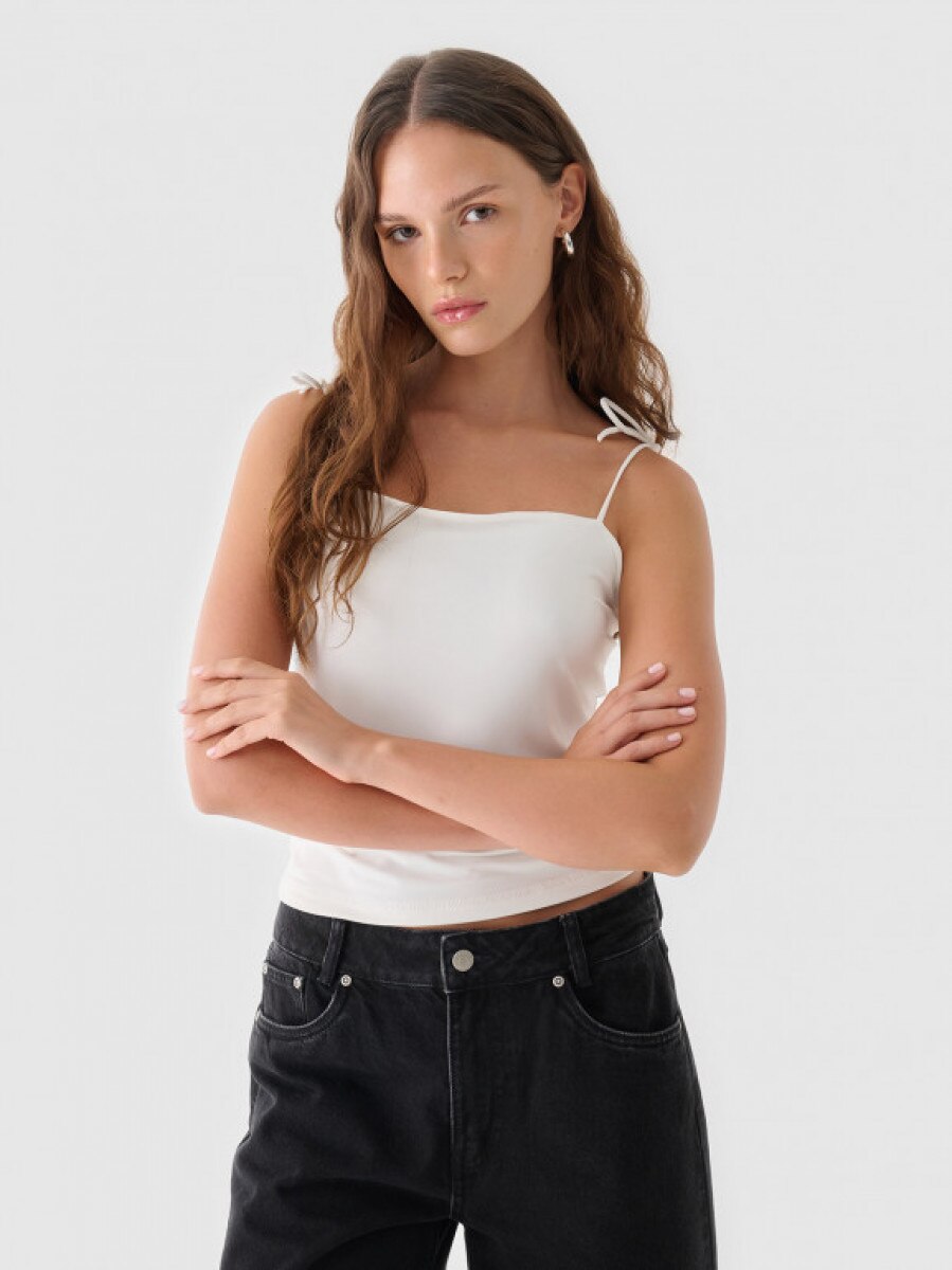 Damski top basic Outhorn OTHWAW24TSLEF152 - biały