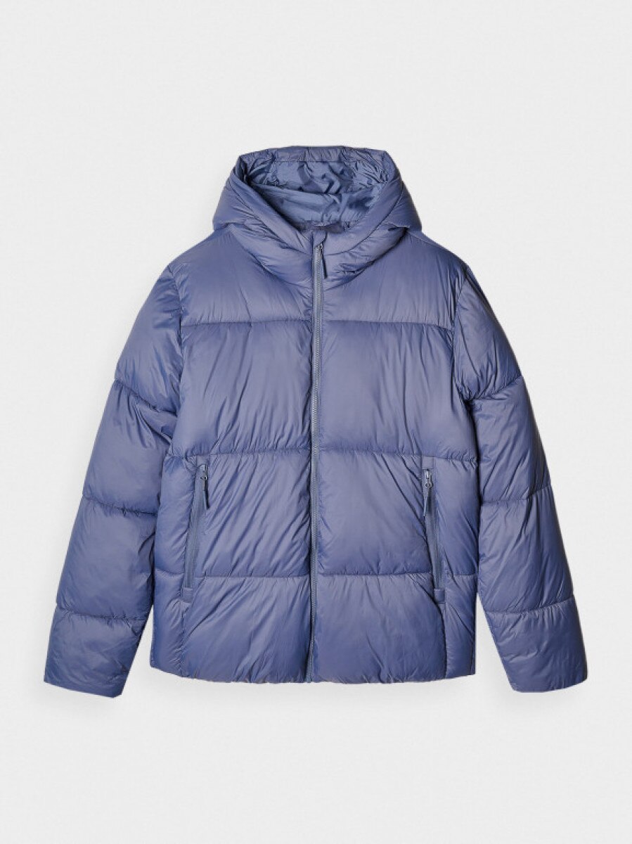 Męska kurtka puchowa pikowana 4F 4FWAW24TDJAM480 - niebieska