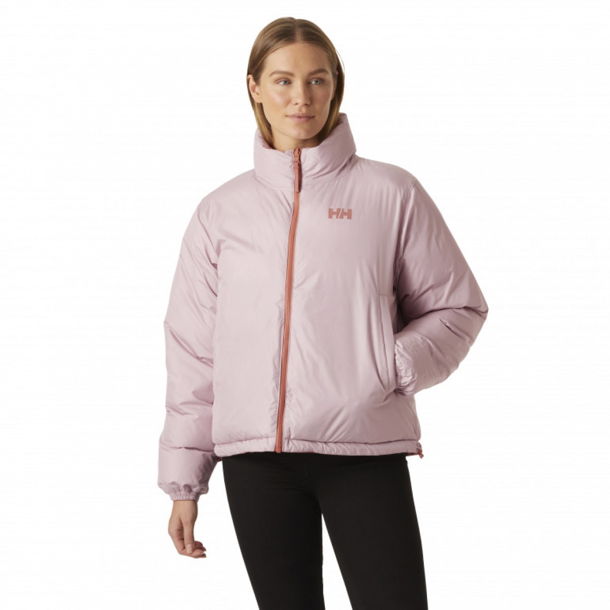 Damska kurtka puchowa dwustronna Helly Hansen YU 23 Reversible Puffer - różowa/pomarańczowa