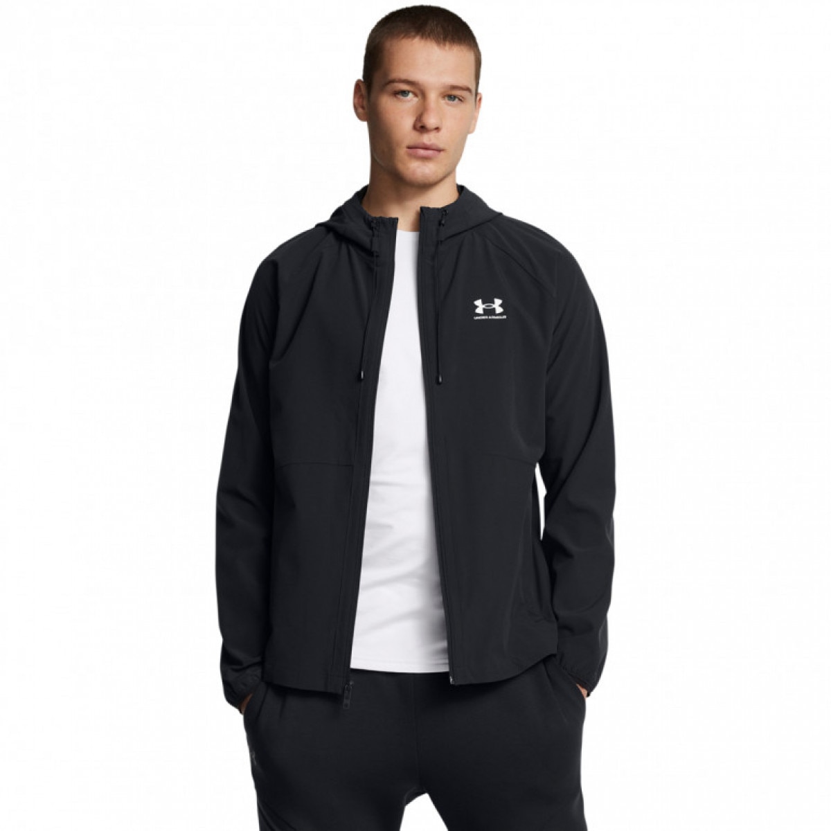 Męska kurtka wiatrówka Under Armour UA Stretch Woven Windbreaker - czarna