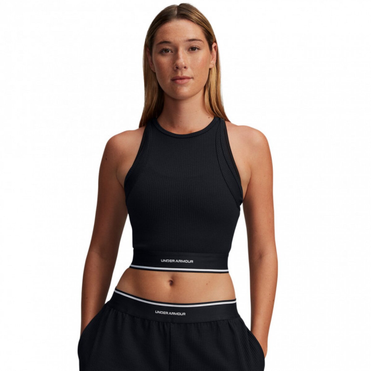 Damski top treningowy Under Armour UA Meridian Rib Branded Tank - czarny