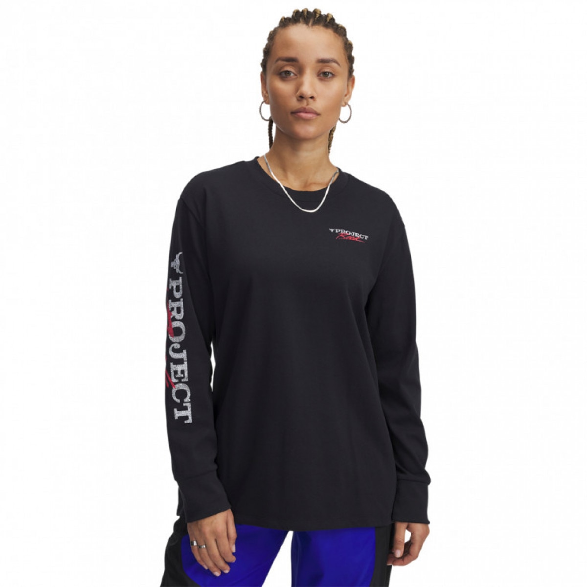 Damski longsleeve z nadrukiem Under Armour Project Rock W LS Campus T Q1 - czarny