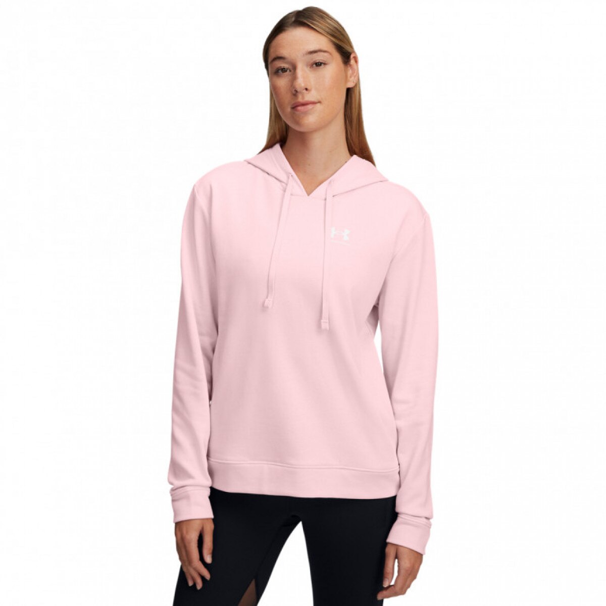 Damska bluza dresowa nierozpinana z kapturem Under Armour UA Rival Terry Hoodie - różowa