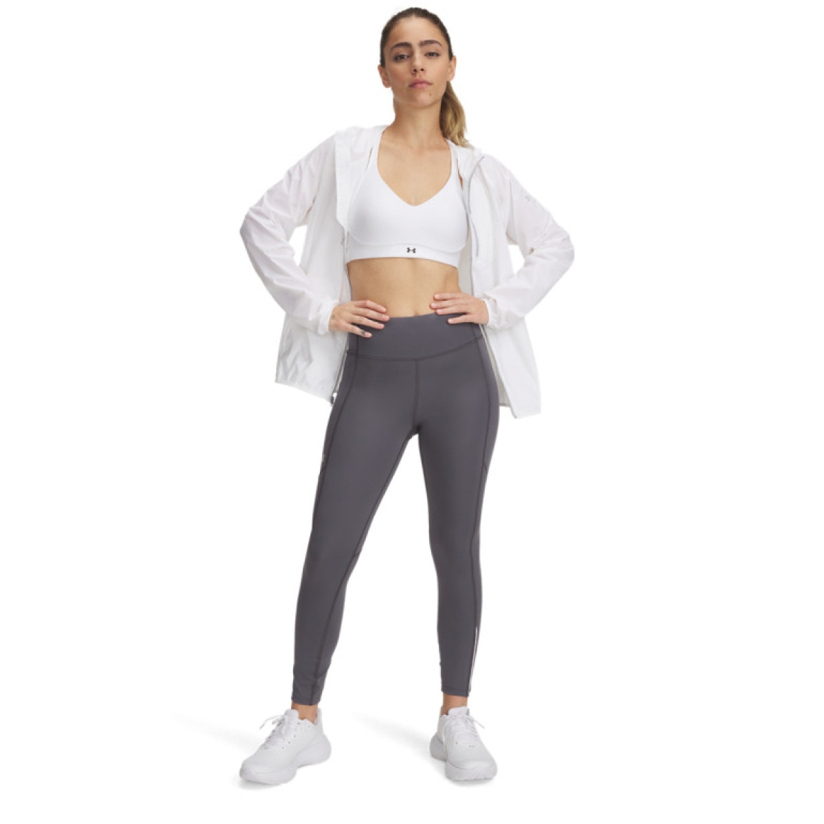 Damskie legginsy do biegania Under Armour UA Launch Ankle Tights - szare