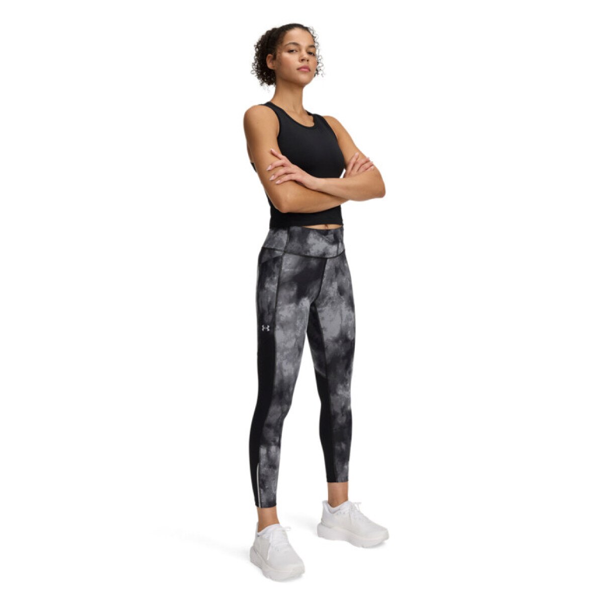 Damskie legginsy do biegania Under Armour UA Launch Ankle Print Tights - czarne