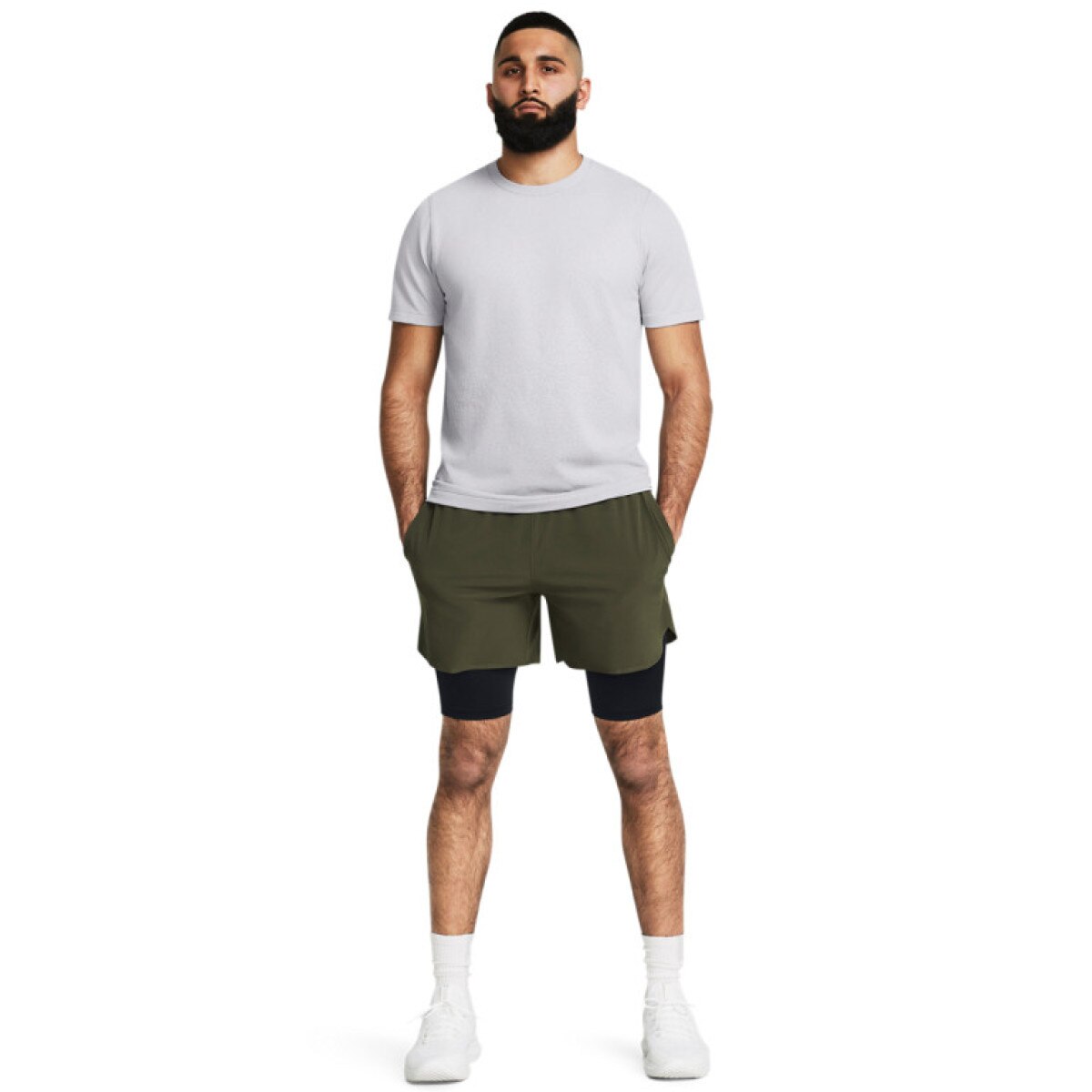 Męskie spodenki treningowe Under Armour UA Vanish Elite 2in1 Short - oliwkowe/khaki