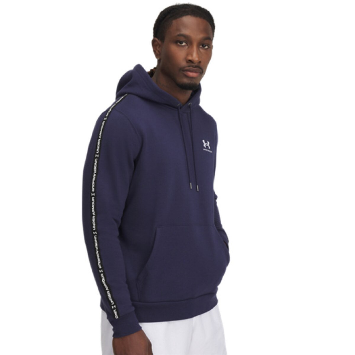Męska bluza dresowa nierozpinana z kapturem Under Armour UA Icon Fleece Hd Taping - granatowa
