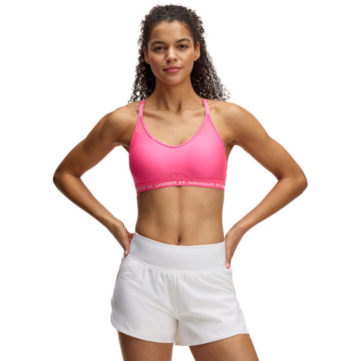 Biustonosz treningowy Under Armour UA Crossback Low Bra - różowy