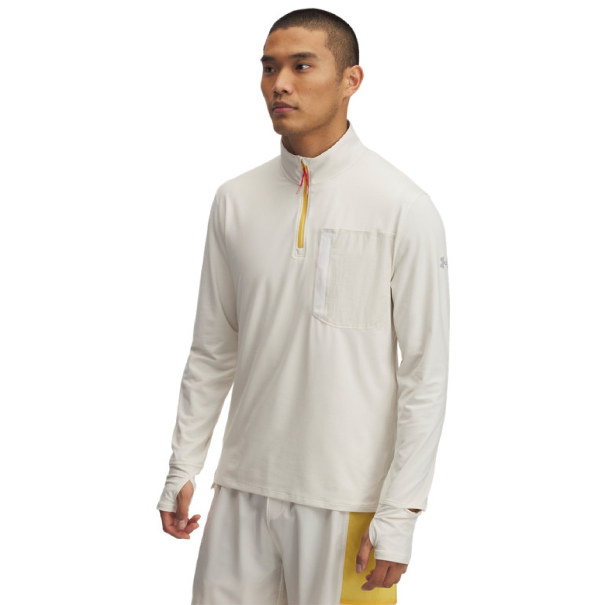 Męski longsleeve do biegania Under Armour UA Trail Run Quarter Zip - beżowy