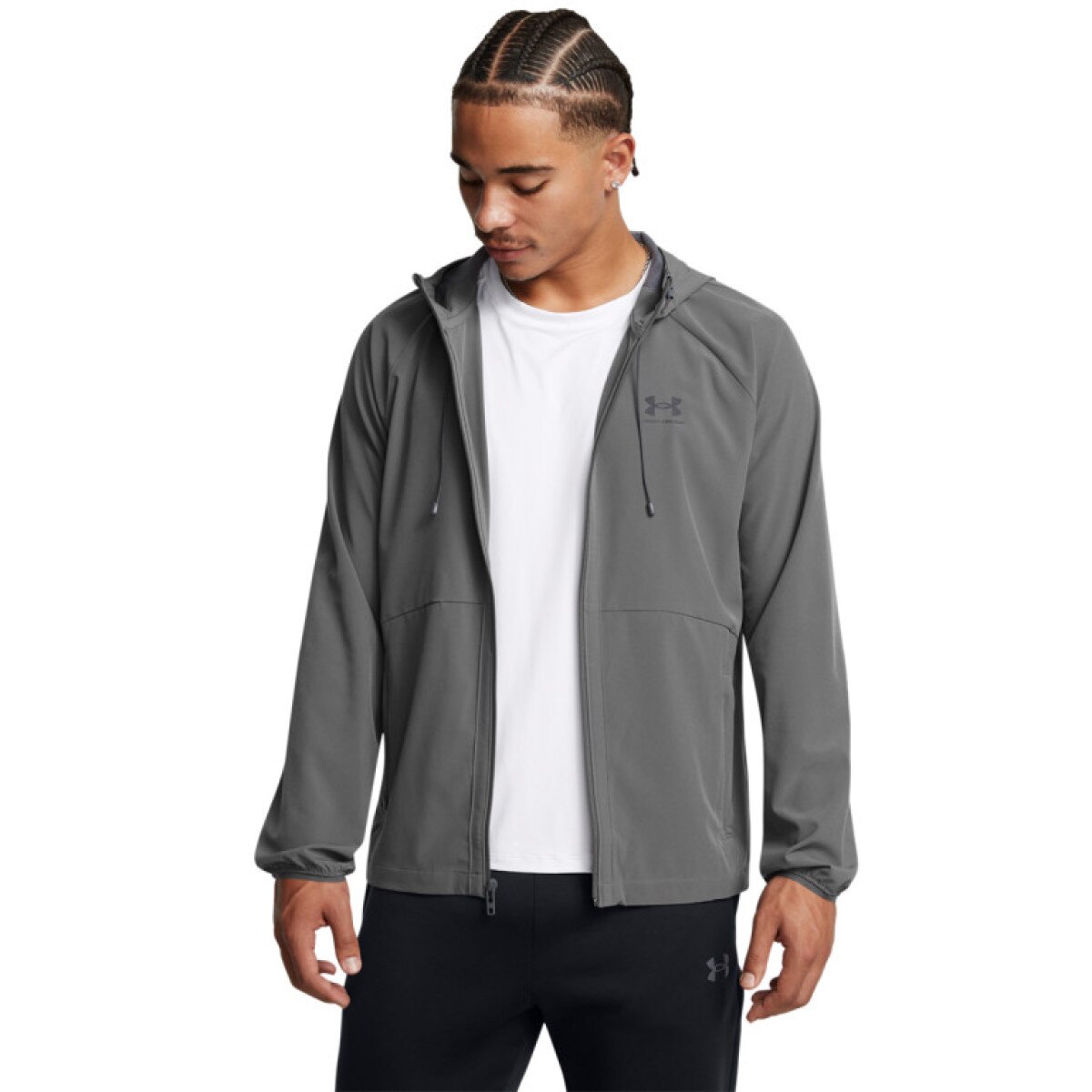 Męska kurtka wiatrówka Under Armour UA Stretch Woven Windbreaker - szara