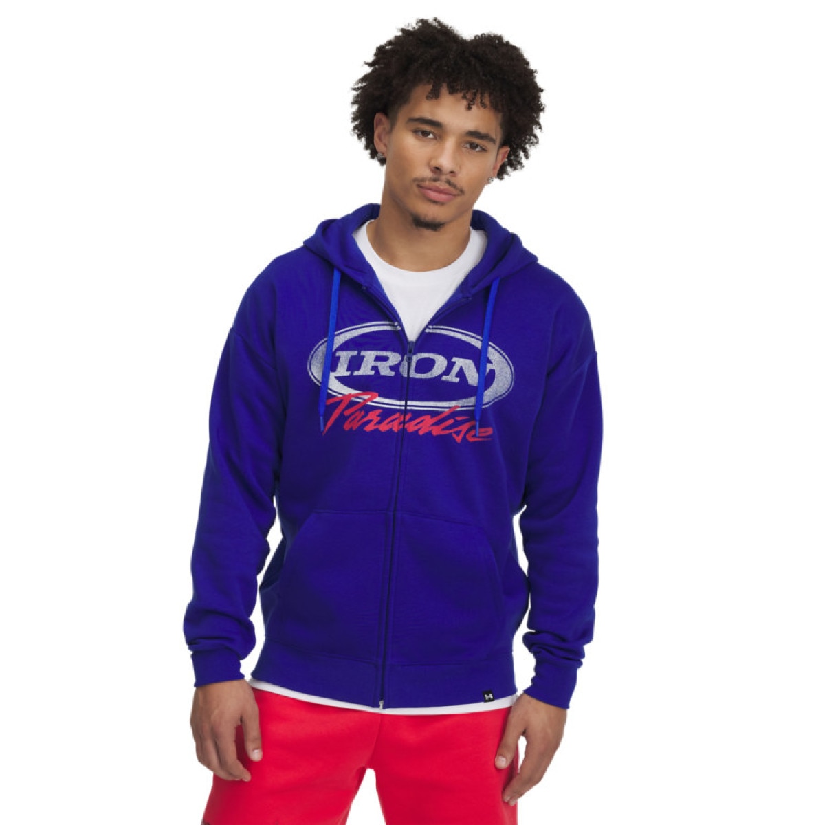 Męska bluza dresowa rozpinana z kapturem Project Rock Icon Fleece FZ - niebieska
