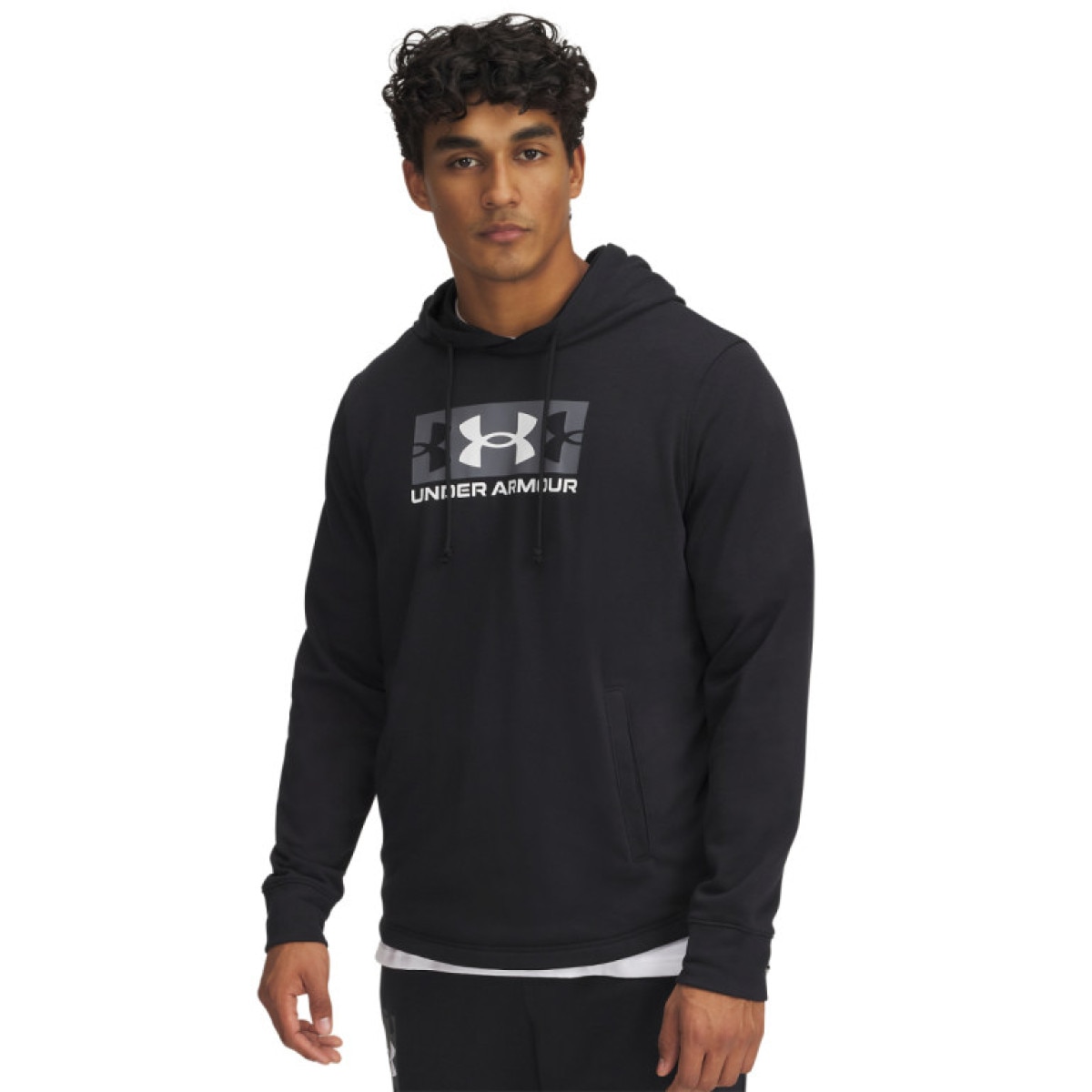 Męska bluza dresowa nierozpinana z kapturem Under Armour UA Rival Terry Logo Hood - czarna