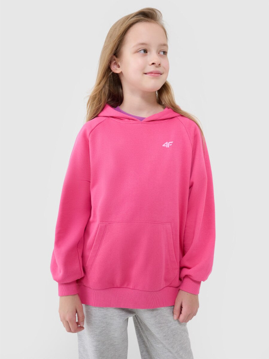 Dziewczęca bluza dresowa nierozpinana z kapturem 4F 4FJWSS25TSWSF1478 - różowa