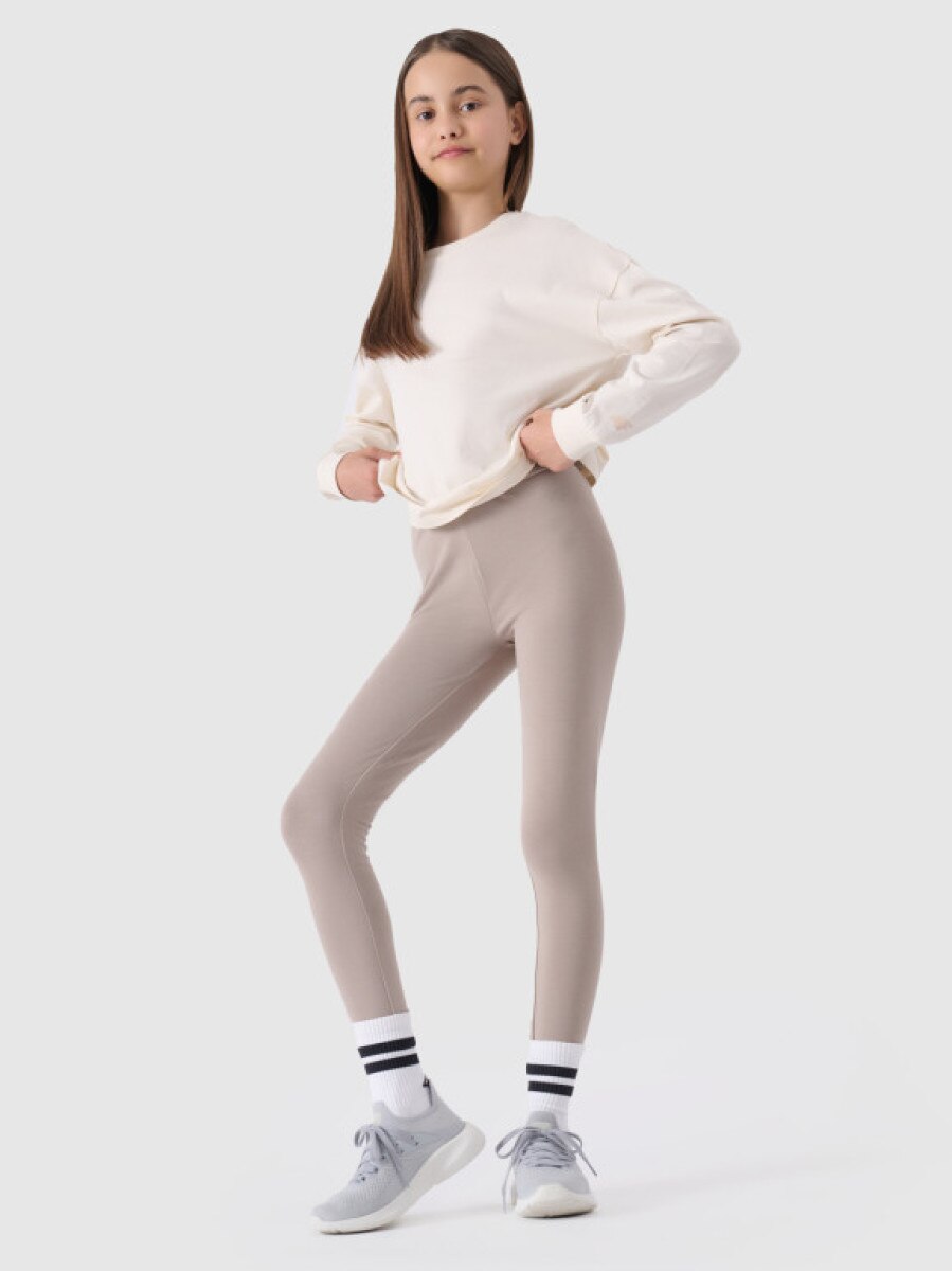 Dziewczęce legginsy basic 4F 4FJWSS25TTIGF198 - beżowe