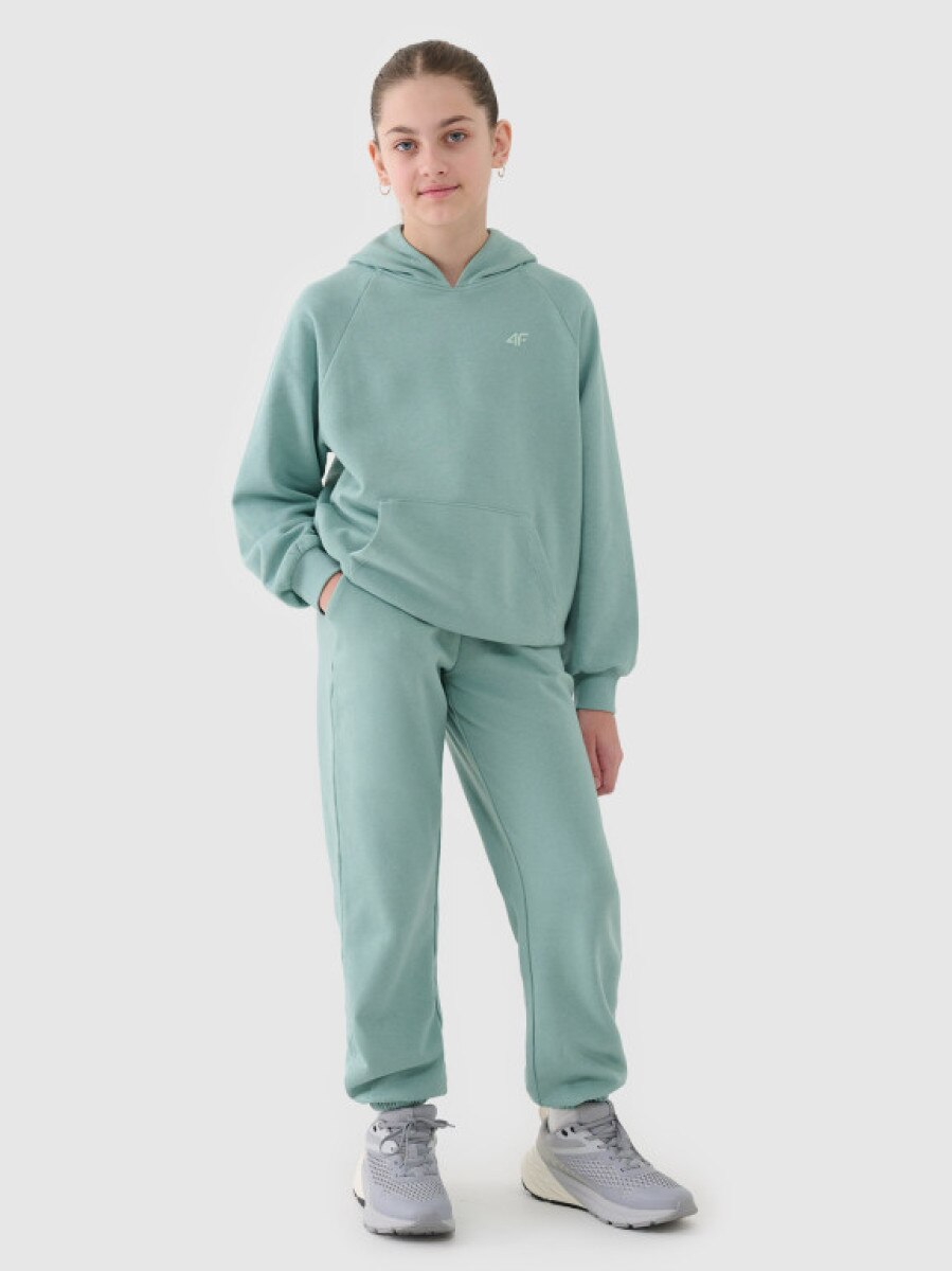 Dziewczęce spodnie dresowe joggery 4F 4FJWSS25TTROF0950 - turkusowe