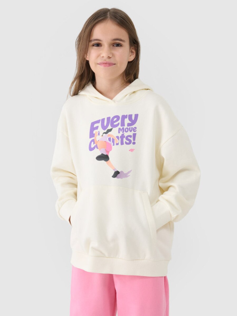 Dziewczęca bluza dresowa nierozpinana z kapturem 4F 4FJASAW24TSWSF2156 - żółta