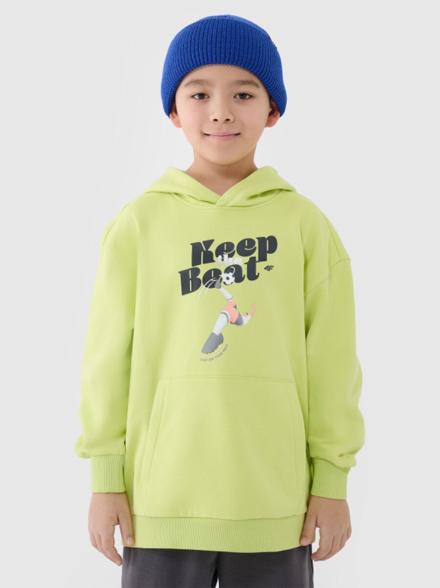 Chłopięca bluza dresowa nierozpinana bez kaptura 4F 4FJASAW24TSWSM2160 - zielona