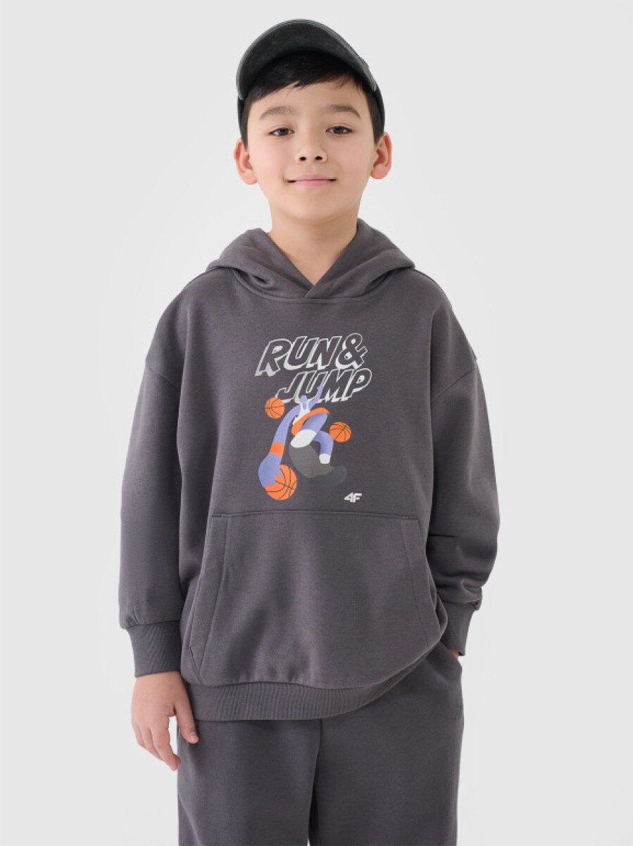 Chłopięca bluza dresowa nierozpinana bez kaptura 4F 4FJASAW24TSWSM2160 - szara
