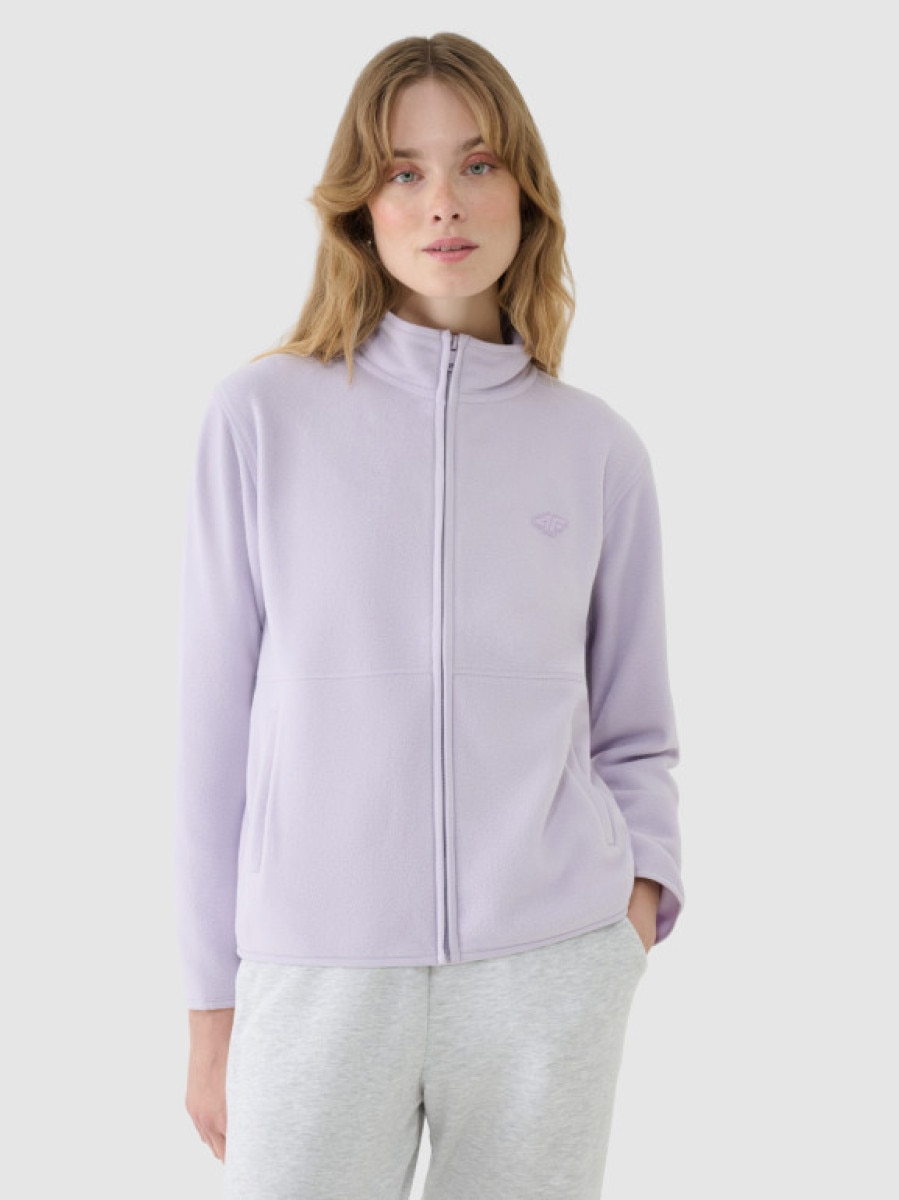 Damski polar rozpinany ze stójką 4F 4FWSS25TFLEF322 - fioletowy