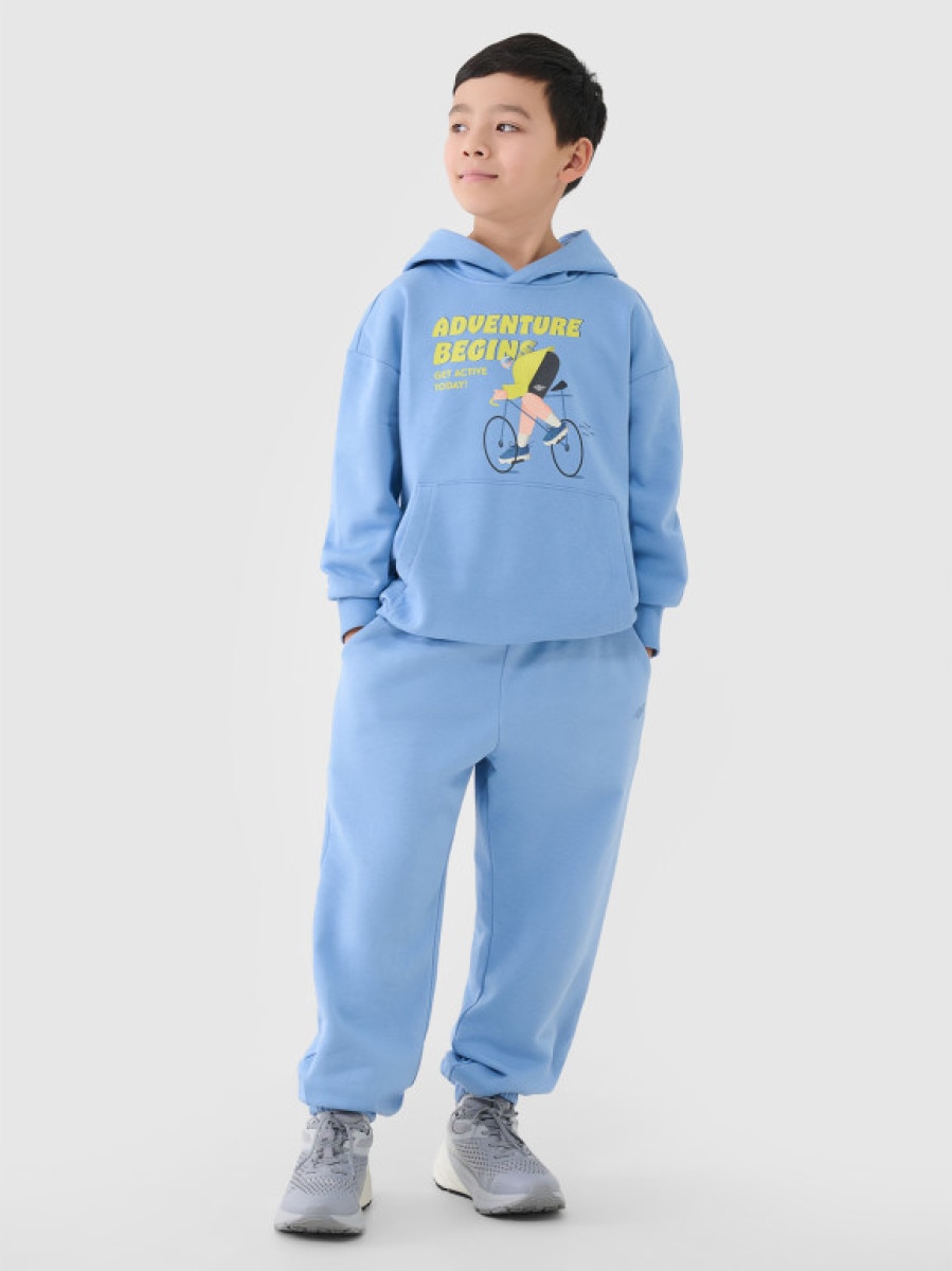 Chłopięce spodnie dresowe joggery 4F 4FJASAW24TTROM1404 - niebieskie