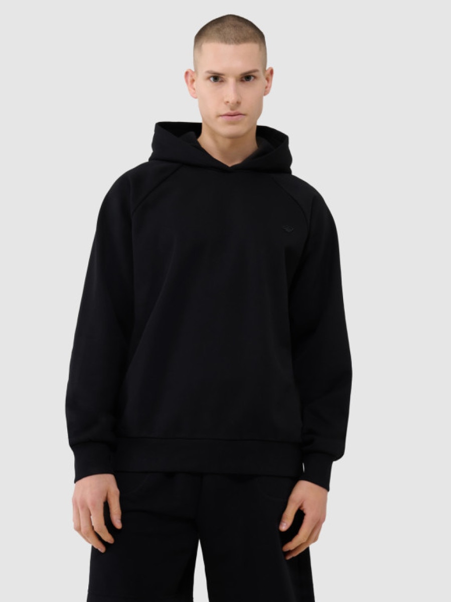 Bluza dresowa nierozpinana z kapturem uniseks 4F 4FWSS25TSWSU1547 - czarna