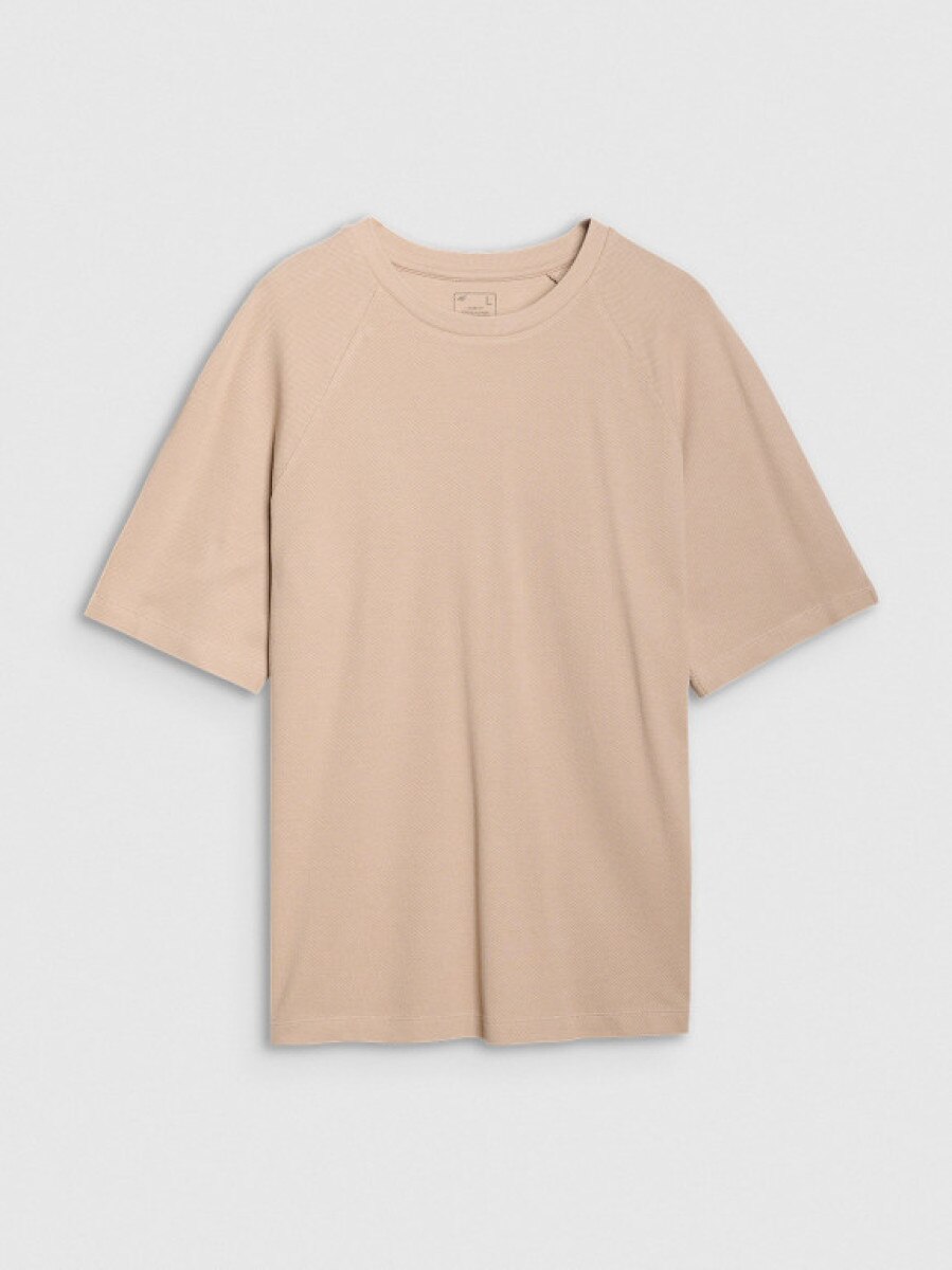 Męski t-shirt oversize 4F 4FRSS25TTSHM2731 - beżowy